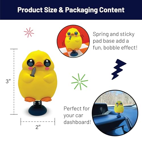 Duck with Knife Dashboard Dancer – Hilarious Bobblehead Angry Duck Holding a Knife – Funny Car Dashboard Toy – Soft Plastic w/ Adhesive Pad – Cute, Quirky Gift for Drivers, Office Desks & Gag Gift - style: Angry Duck Dancer