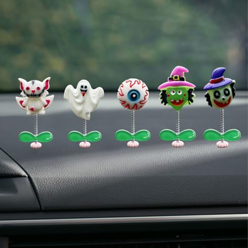 5PCS Halloween Car Dashboard Decorations, Bobblehead Rearview Mirror Accessories, Cute Car Decorations Interior Accessories, Funny Dash Board Ornament for SUV, Truck, Home, Office (Style 2) - color: Style 2