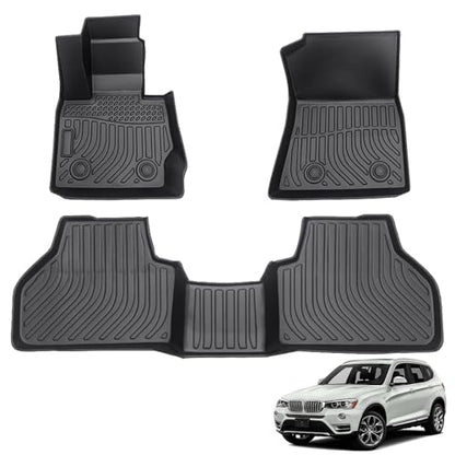 All Weather Floor Mats Compatible with 2011-2017 BMW X3 F25, 3D TPE Rubber Full Cover Protection Car Mats Full Set Liners Black - color: for 2011-2017 BMW X3