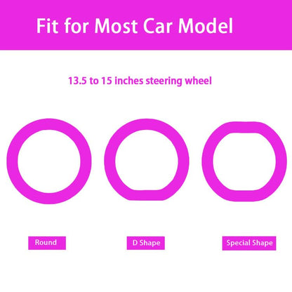 Universal Pink Steering Wheel Cover：13.5 to 15 Inches Stretchable Silicone Anti Skid Steering Wheel Protector Fit for Most Car Models Including Round D Shape or Special Shape - color: Pink