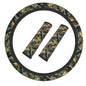 Camouflage Forest Steering Wheel Cover Elastic Non-Slip Car Steering Wheel Covers with Seat Belt Shoulder Pad for Women Men - color: Camouflage Forest