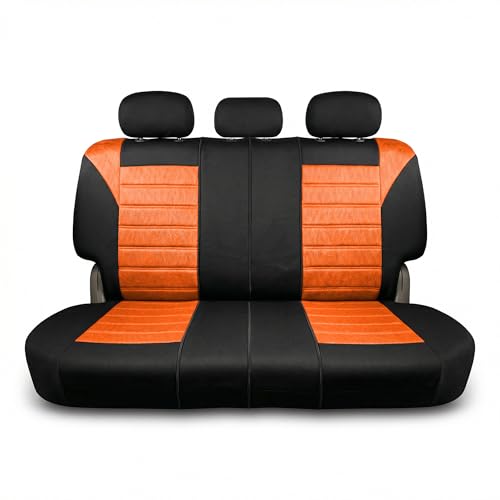 FH Group Automotive Car Seat Covers Rear Set Premium 3D Air Mesh Seat Covers, Airbag Compatible and Split Bench Cover Universal Fit Interior Accessories for Cars Trucks and SUVs - Orange - color: Orange, size: Rear Set