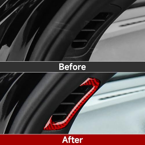 A Pillar Air Vent Decals for 2011-2020 Dodge Durango / 2011-2021 Jeep Grand Cherokee WK2 Accessories Carbon Fiber Interior Stickers, Red - color: A Pillar Air Vent