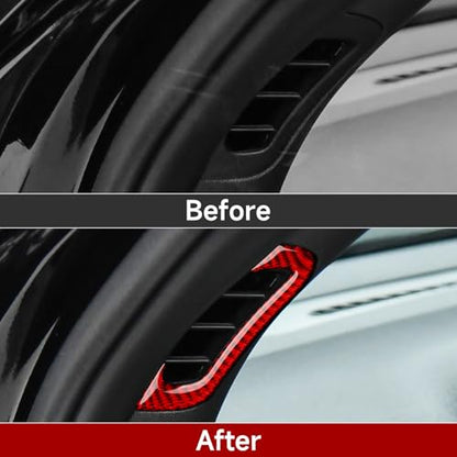 A Pillar Air Vent Decals for 2011-2020 Dodge Durango / 2011-2021 Jeep Grand Cherokee WK2 Accessories Carbon Fiber Interior Stickers, Red - color: A Pillar Air Vent