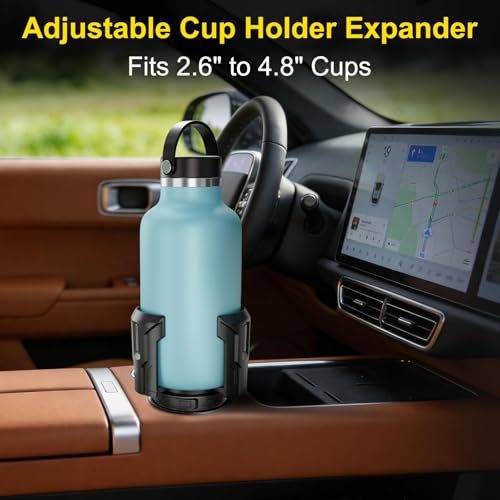 Cup Holder Expander (Adjustable Holder & Base, Auto-Fit Hold, One Button Open), Car Cup Holder Expander for Yeti, Hydro Flask, Nalgene, Owala, Bottles in 2.6"- 4.8" (Black, 1 Pack) - color: Black, size: 1 Pack