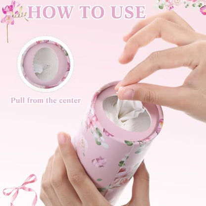Ctosree 6pk 50 Sheets Car Tissues Holder with Facial Tissues 3-ply Travel Tissue Tubes Box Container Fit for Car Cup Holder Floral Cylinder, 7.1 Inch(Pink,White) - color: Pink,White