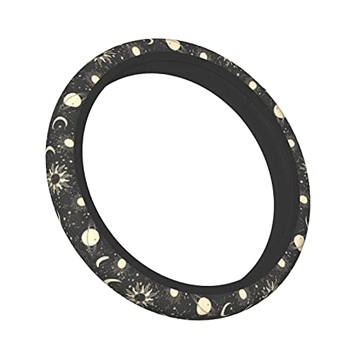 Sun and Moon Steering Wheel Covers Non Slip Neoprene Space Wheel Protector Universal 15 inch for Men Women - color: Black5