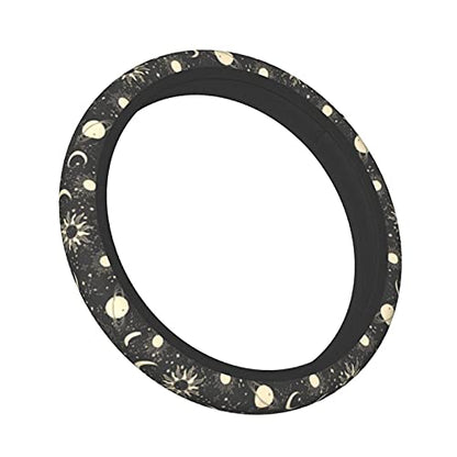 Sun and Moon Steering Wheel Covers Non Slip Neoprene Space Wheel Protector Universal 15 inch for Men Women - color: Black5