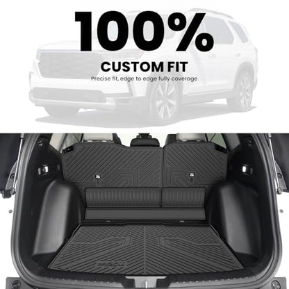 LASFIT Full Set Floor Mats for Honda CR-V 2026 2025 2024 2023 Gasoline (NOT for Hybrid), All Weather TPE Custom Fit Floor Liners 1st & 2nd Row & Seat Back Mat & Cargo Mat (Lower Position) - style: 1）For Honda CR-V | 2023-2026 | Full Set with Seat Back Mat