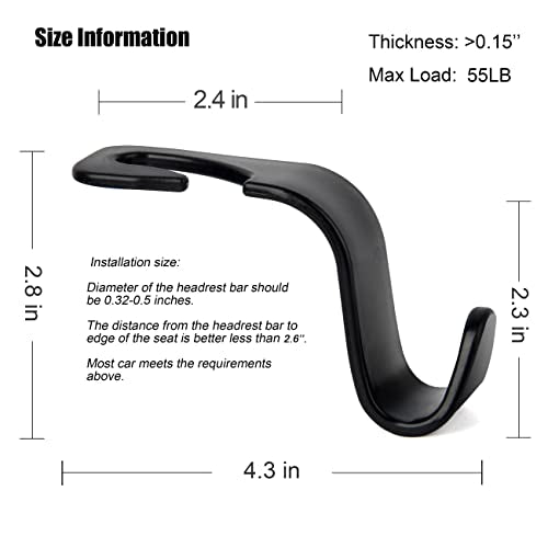 Car Seat Headrest Hook Cute Bowknot Vehicle Hanger Car Storage Organizer for Handbag Purse Coat Grocery Bag Black Pink - color: Black Pink