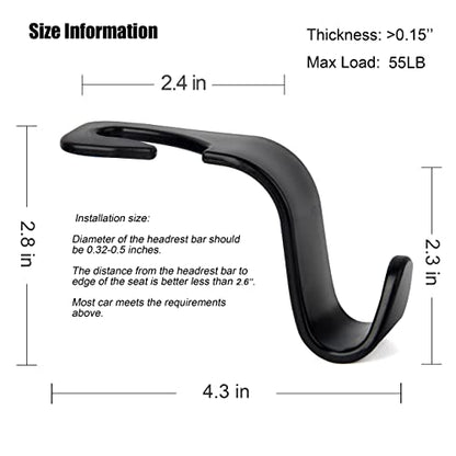 Car Seat Headrest Hook Cute Bowknot Vehicle Hanger Car Storage Organizer for Handbag Purse Coat Grocery Bag Black Pink - color: Black Pink