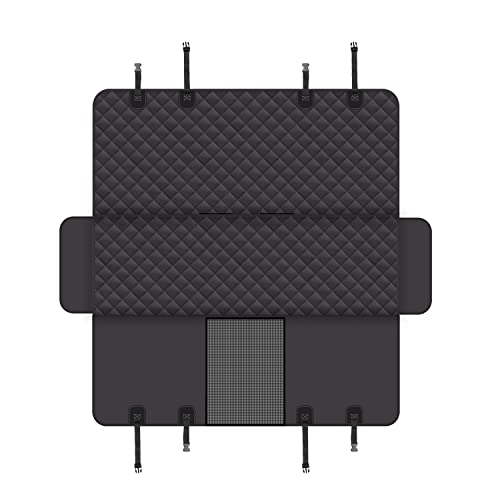 GXT Dog Back Seat Cover Protector for Cars SUV and Trucks with Mesh Window, Scratchproof Nonslip and Waterproof Material - color: black, style: Seat Cover and Dog Seat Belt