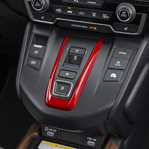 Hybrid Center Gear Shift Panel Decals for Honda CRV 2017 2018 2019 2020 2021 2022 Accessories CR-V ABS Interior Stickers, Red - color: Hybrid Center Gear Shift, Red