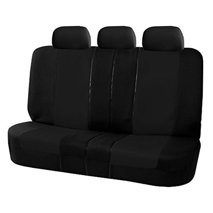 FH Group Full Set Cloth Car Seat Covers - Universal Fit, Low Back Front Seat Covers, Airbag Compatible, Split Bench Rear Seat, Washable Seat Cover for SUV, Sedan, Van, Black - color: Black, style: Full Set