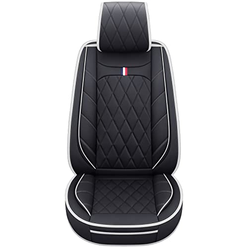 Aierxuan 5 Car Seat Covers Waterproof Leather Universal Cushions Split Bench Compatible with 4Runner CRV Camry Yaris Sienna Venza FJ Cruiser Wrangler Tucson Equinox(Full Set, Black-White) - color: Full Set/Black-White