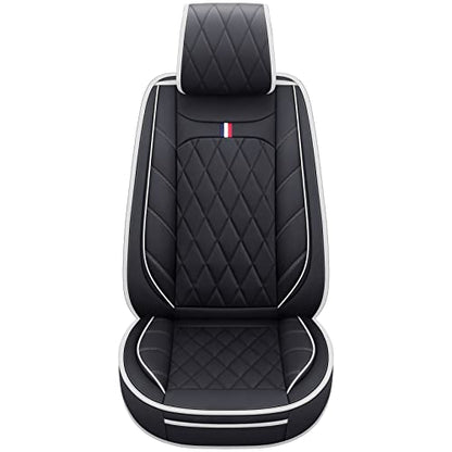 Aierxuan 5 Car Seat Covers Waterproof Leather Universal Cushions Split Bench Compatible with 4Runner CRV Camry Yaris Sienna Venza FJ Cruiser Wrangler Tucson Equinox(Full Set, Black-White) - color: Full Set/Black-White