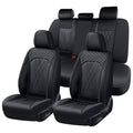 Leather Cars Seat Covers Full Set, Waterproof Automotive Seat Covers Seats Full Wrapping Edge Seat Cushion Non-Slip Breathable Universal Fit for Most Car Truck SUV Seat Protection, Black - color: Black, size: FullSet