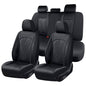Leather Cars Seat Covers Full Set, Waterproof Automotive Seat Covers Seats Full Wrapping Edge Seat Cushion Non-Slip Breathable Universal Fit for Most Car Truck SUV Seat Protection, Black - color: Black, size: FullSet