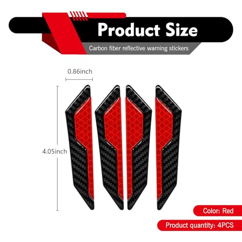 4 PCS Car Door Edge Guard Stickers, 4.72" x 1.18" Reflective Anti-Collision Car Side Strips, Self-Adhesive Waterproof Paint Protection Decals, Universal for Cars Trucks SUVs (Red) - color: Red