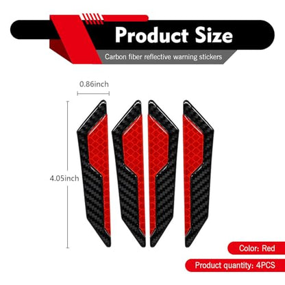 4 PCS Car Door Edge Guard Stickers, 4.72" x 1.18" Reflective Anti-Collision Car Side Strips, Self-Adhesive Waterproof Paint Protection Decals, Universal for Cars Trucks SUVs (Red) - color: Red