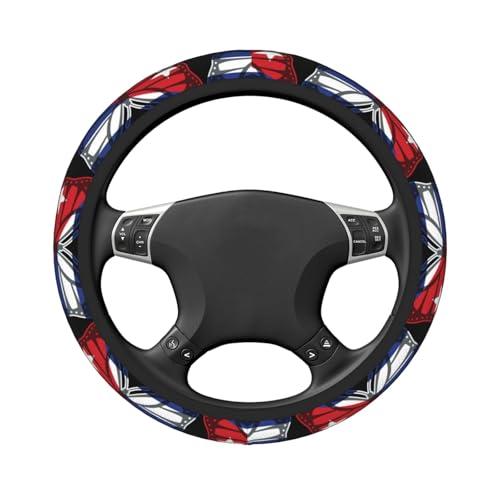 Butterfly Cuban Flag Breathable Neoprene Steering Wheel Cover - Anti-Slip Floral Design Universal Fit for Cars/Trucks/Suvs (14.5"-15" Inch) - color: Butterfly Cuban Flag