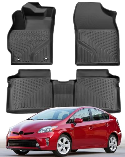 Floor Mats for Toyota Prius 2012-2014 Accessories (Not for C, Plug-in, or V Models), All-Weather Rubber Mat, Automotive Floor Carpet Protector Accessories for Prius