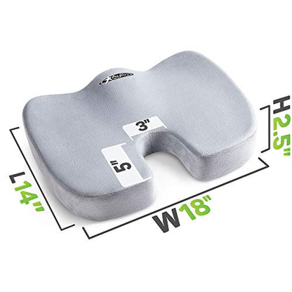 Seat Cushion for Desk Chair - Back Pain, Tailbone Relief, Coccyx, Butt, Hip Support - Ergonomic Office Chair Sciatica Car Pillow