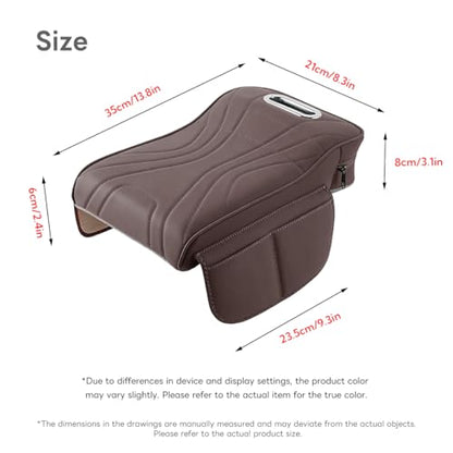 Car Armrest Pad, Universal Armrest Cushion Pad, Leather Armrest Box Pad (Without Cup Holder, Brown-B) - color: Without cup holder, Brown-B