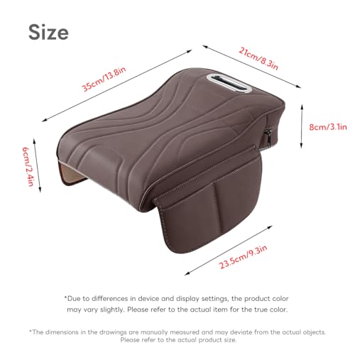 Car Armrest Pad, Universal Armrest Cushion Pad, Leather Armrest Box Pad (Without Cup Holder, Brown-B) - color: Without cup holder, Brown-B