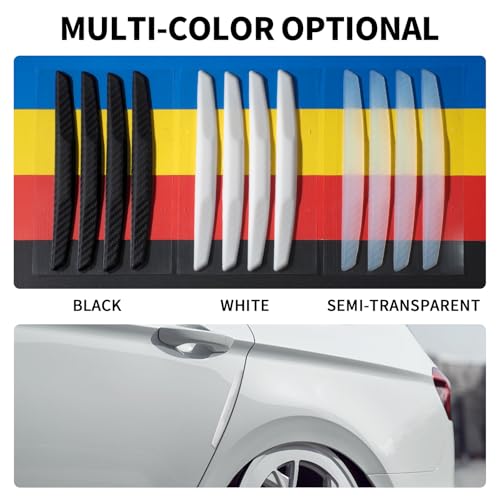 6 Inch 4Pcs 3D Carbon Fiber Texture Car Door Edge Protector Trim Strip Anti-Scratch and Anti-Collision Side Door Protectors Vehicle Exterior Accessories Sticker White