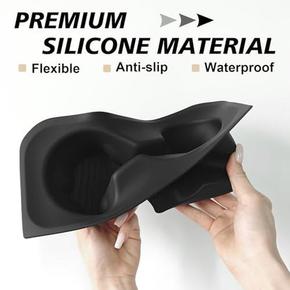 Muslogy Center Console Front & Rear Cup Holder Inserts Compatible with 2025 2026 Ford Expedition Accessories Middle Console and Rear Armrest Cup Holder Silicone Rubber Organizer 2PCS Set - size: 2025-2026 Expedition Front & Rear