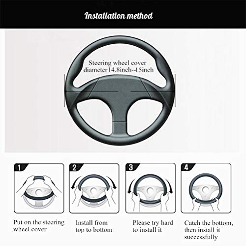 Black Leather Steering Wheel Cover Cowhide Wheel Cover Genuine Leather BMW Steering Wheel Cover Universal Size M / 15inch Fit Car/Auto/SUV (A-Black-M) - color: A-Black-M, size: M-15inch