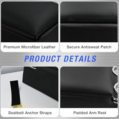 Universal Truck Seat Organizer with Cup Holders, Rear Bench Seat Center Consoles with Armrest Middle Storage Box, Padded Top Lid for Armrest, Black