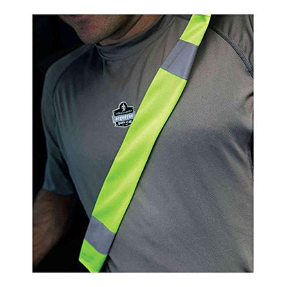 Ergodyne GloWear 8004 High Visibility Reflective Seat Belt Cover, Lime - color: Lime, style: Hi-vis Seat Belt Cover
