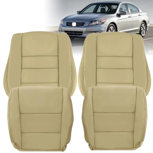 NLQR #F Tan Front Driver ＆ Passenger Bottom & Top Replacement Seat Covers Microfiber Leather Compatible with Honda Accord 2008 2009 2010 2011 2012（Only Fit 4 Door） - color: Tan