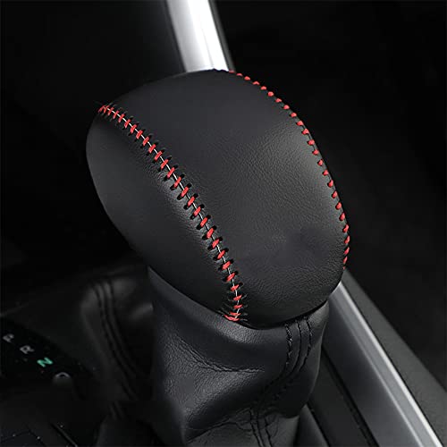 Genuine Leather Automatic at Gear Shift Knob Cover Protector Trim,the car Interior Accessories(Red Stitches)for Toyota Venza(2021 2022 2023 2024 2025) Highlander(2020 2021 2022 2023 2024 2025) - color: Red Stitches, size: Venza(2021-2025)/Highlander(2020-