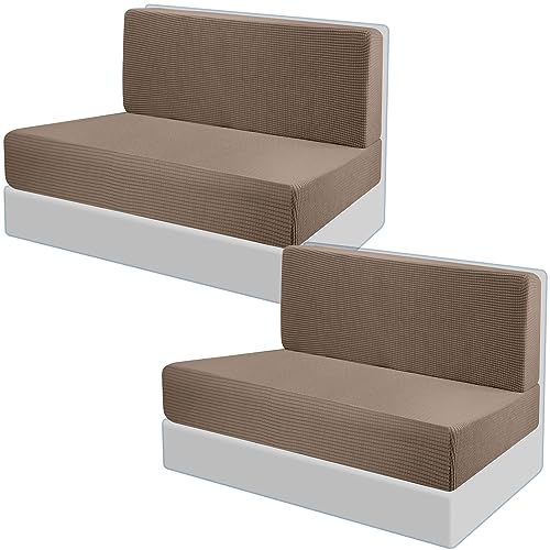 Tlswshsy RV Dinette Cushions Covers - Stretch Sofa Seat Slipcovers - Washable Loveseat Sofa Furniture Protector for Camper Car Bench (Camel 2 Backrest Covers & 2 Bench Covers) - color: Camel