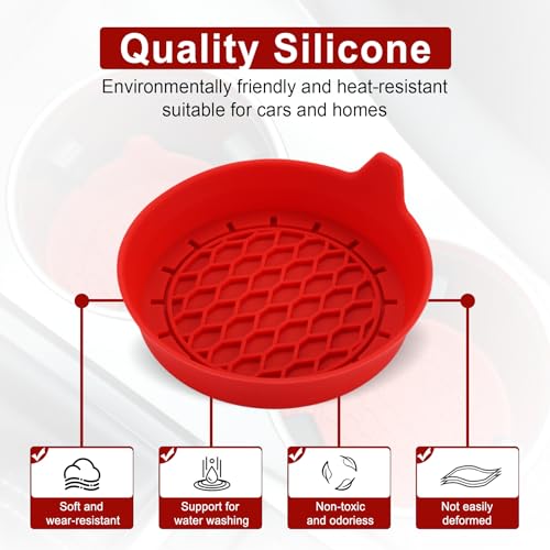 SINGARO Car Cup Holder Coaster, Silicone Cup Holder Insert, Universal Non-Slip Cup Holders, Car Accessories Interior for Women and Man 4 Pack Red - color: Red