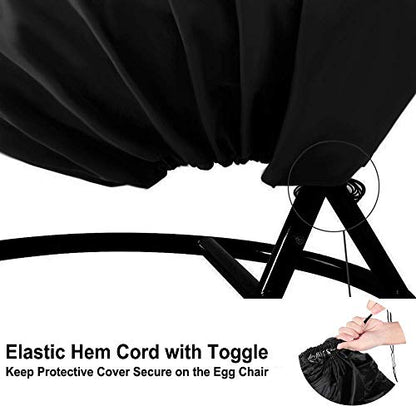 【Upgraded】Patio Egg Chair Covers with Zipper, Wicker Egg Swing Chair Covers, Waterproof Heavy Duty Weather Resisatnt Outdoor Chair Cover, Windproof Hanging Chair Cover, 75" x 45", Black, 2 Pack - color: Black, size: 2 Pack-Single Seat 75'' (L) x 45''(W)