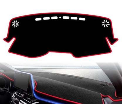 PGTOPONE Custom Fit Dashboard Black Center Console Cover Dash Mat Protector Sunshield Cover Pad Carpet for 2017 2018 2019 2020 Toyota CHR CH-R (Red) - color: Red