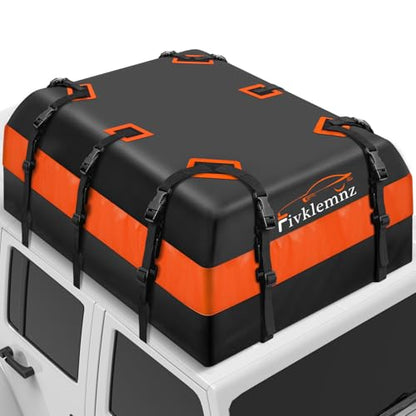 FIVKLEMNZ 30 Cubic Car Rooftop Cargo Carrier Roof Bag Waterproof for All Top of Vehicle with/Without Rack Includes Topper Anti-Slip Mat + Reinforced Straps + 6 Door Hooks + Luggage Lock - size: 30 Cubic Feet