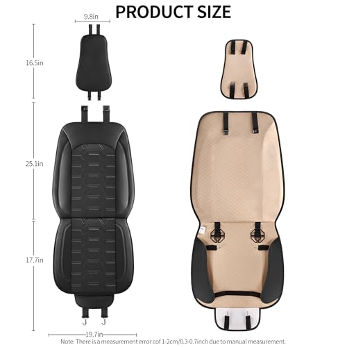 Leather car Seat Covers Breathable Car Seat Protector Front seat Covers Universal Fit for 95% Car Truck SUV Van Vehicles （Black，2PCS） - color: Black