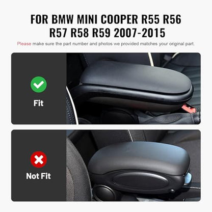 Bacar Arm Rest Cover 51162753341 Center Console Arm Rest Lid Replacement Leather Armrest Cover Black for BMW for Mini Cooper R55 R56 R57 R58 R59 2010 2011 2012 2013 2014 2015 2007-2009