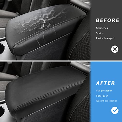 INTGET Car Center Console Armrest Cover for Kia Optima Accessories 2016 2017 2018 2019 2020 Leather Middle Console Arm Rest Box Lid Seat Cover Protector Cushion Saver (Black Stitches) - color: Black Stitches