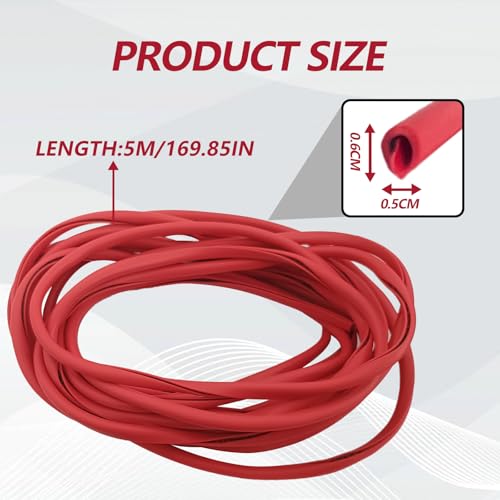 16FT (5M) Car Door Edge Protector, Universal U Shape Trim Molding Rubber Seal Protector with Fits Most Cars (Red) - color: Red