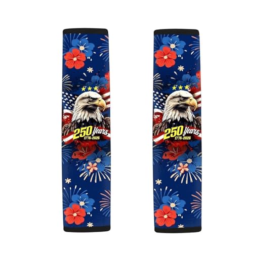 Dreaweet 250 Years Patriotic Eagle Seatbelt Covers 2 Pcs Car Seat Belt Cover Pad Soft Comfort Neoprene Seatbelt Cushion Universal Car Seat Shoulder Pads for Seat Belts - color: 250 Years Patriotic Eagle