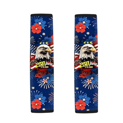 Dreaweet 250 Years Patriotic Eagle Seatbelt Covers 2 Pcs Car Seat Belt Cover Pad Soft Comfort Neoprene Seatbelt Cushion Universal Car Seat Shoulder Pads for Seat Belts - color: 250 Years Patriotic Eagle
