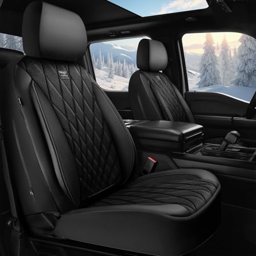 CAR PASS Luxury Faux Leather Car Seat Covers Front Seats, Breathable Soft Velvet Premium Automotive Seat Covers 2 Pack, Armrest Airbag Compatible Universal Fit for Most Sedan SUV Van Truck, Black - color: Black Velvet, size: Two Front