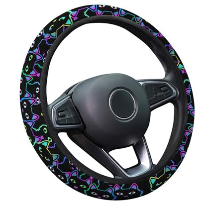 GENANY Neon Cat Steering Wheel Cover, Non Slip Polyester Car Wheel Protector for Car SUV Truck, Universal 15 Inch - color: 11. Neon Cat