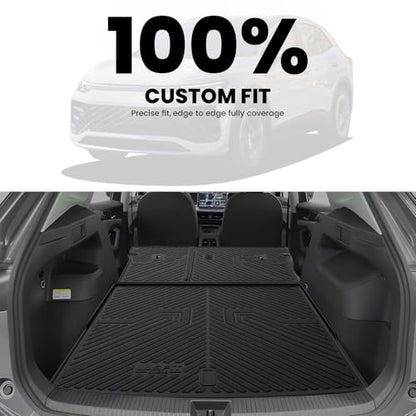 LASFIT Cargo Mat & Seatback Mat for Volkswagen Tiguan 2025-2026, Custom Fit All-Weather TPE Rubber Backrest & Trunk Mats for VW Tiguan Accessories, Waterproof, Easy to Clean, Black - size: 2)2025-2026|For VW Tiguan|Backrest & Trunk